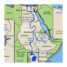 Река Нил в Африке на карте