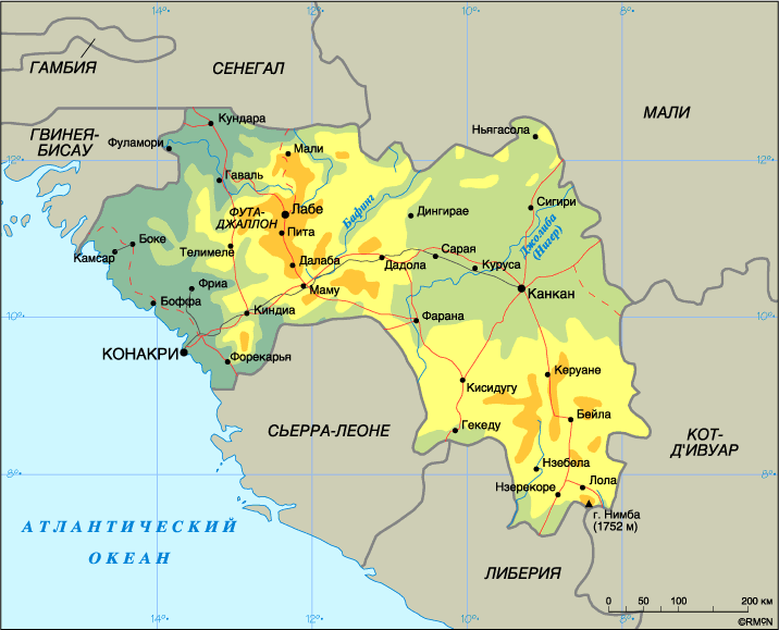 Гвинейская республика на карте